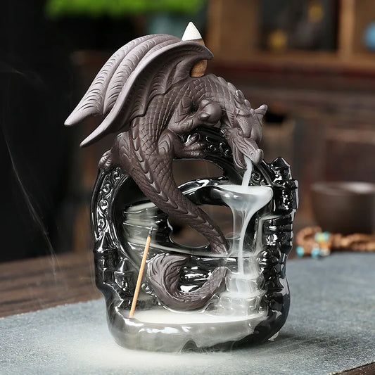 Ceramic Vintage Dragon Backflow Incense Burner (Without Incense)