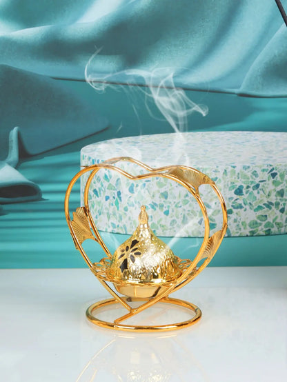 Home Indoor Gold Heart Shaped Incense Burner